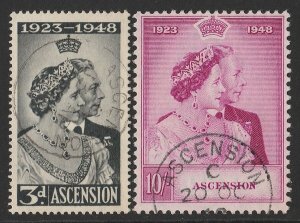 ASCENSION 1948 KGVI Silver Wedding set 3d & 10/-. 