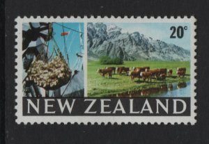 New Zealand  #419  MH  1969  hoist and cattle 20c