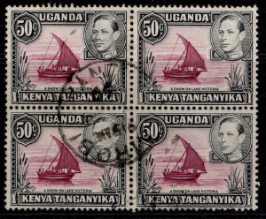 KUT GVI SG144eb, 50c reddish purple & black, FINE USED BLOCK. Cat £320.