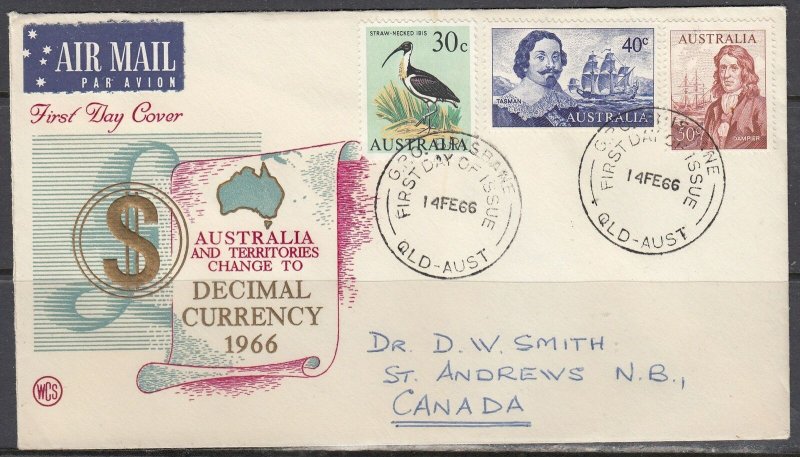 Australia Scott 411-3 WCS FDC - 1966 Decimal Currency Issues