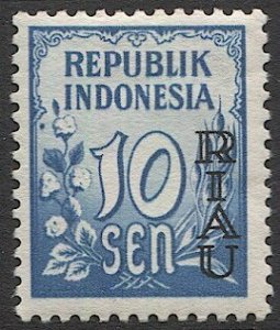 INDONESIA  RIAU 1954 Sc 3 Mint LH/hr  VF, CV $80.00