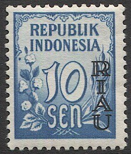 INDONESIA  RIAU 1954 Sc 3 Mint LH/hr  VF, CV $80.00