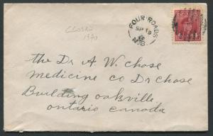 NEW BRUNSWICK SPLIT RING TOWN CANCEL COVER FOUR ROADS