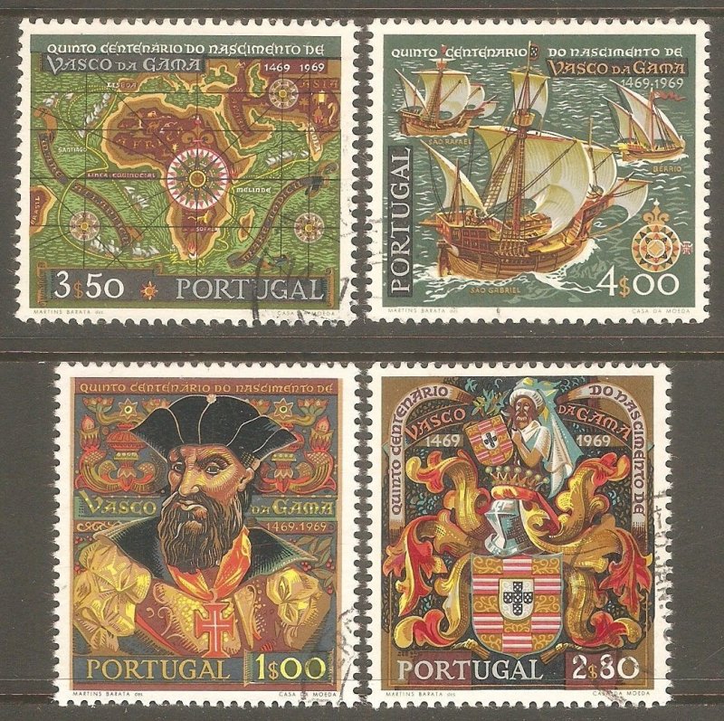 PORTUGAL Sc# 1056 - 1059 Used FVF Set-4 Vasco da Gama Ship Map