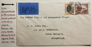 1964 Johannesburg South Africa First Flight Airmail Cover FFC To Mozambique