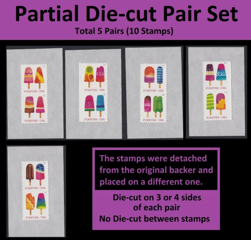 US 5285-5294 Frozen Treats partial forever die-cut pair set (10 stamps) 2018 