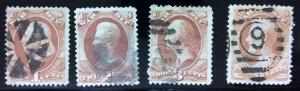 Scott #O83-O86 - War Dept. - Used - Lot - 1873