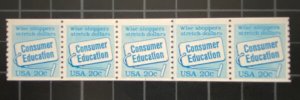 US Stamps- SC# 2005 - Coil Strip Of 5 - Plate #1 -  MNH - SCV = $40.00