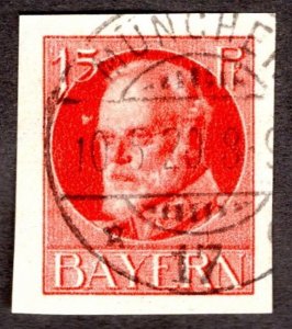 1920, Germany Bavaria 15pf, Used, Sc 122