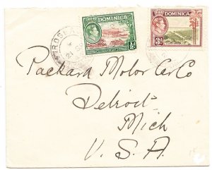 DOMINICA cover postmarked  21 Se[t. 1944 - The 3½ d rate to USA