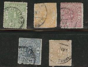 Germany State Wurttemberg Scott 47-51 Rouletted 10 short set