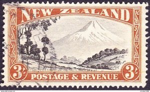 NEW ZEALAND 1942 3/- Chocolate & Yellow Brown  SG590c Used