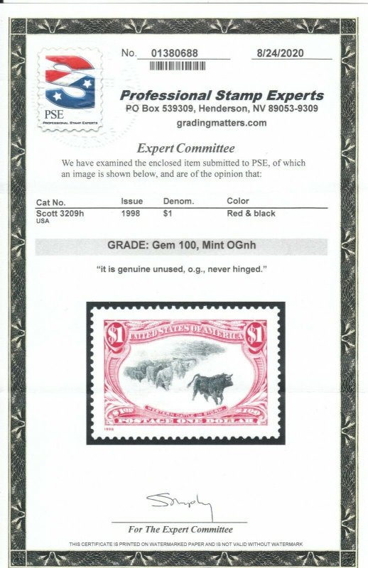 MOstamps - US #3209h Mint OG NH Grade GEM 100 with PSE Cert - Lot # MO-2541