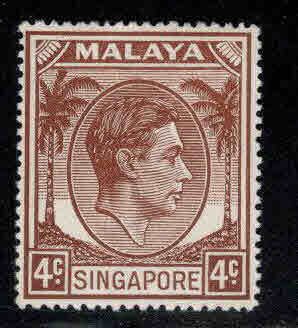 Singapore  Scott 4a MH* perf 18 from 1952