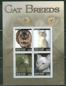 UNION  ISLAND 2013 CAT BREEDS  SHEET  I  MINT NH