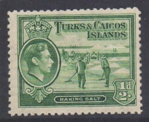 Turks Caicos Scott 79 - SG195a, 1938 George VI 1/2d MH*