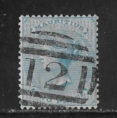 Mauritius Sc #33 2p blue  used VF  with '12'  cancel  VF