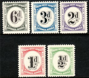 1931 South West Africa SWA postage due setSc# J86 / J90 MN-LH CV: $29.00