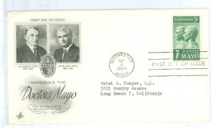 US 1251 1964 Doctors Mayo, medical, typed address, corner creases.