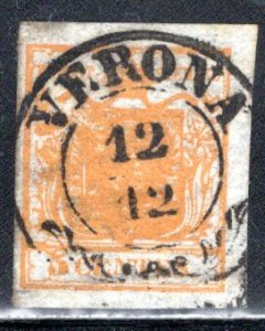 Lombardy Venetia #1c Orange shade  VF  Used, CV  $175.00  ...  0370002