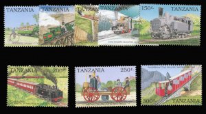 Tanzania #658-665 Cat$12, 1990 Trains, complete set, never hinged