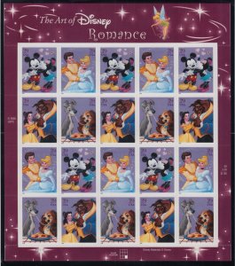 2006 Disney Romance 39c 4 different Sc 4028a mint pane of 20 Cinderella etc