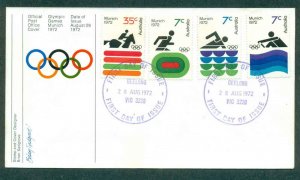 Australia 1972 Munich Olympics, Geelong (tones) FDC lot50725