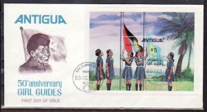 Antigua, Scott cat. 632. Girl Guides s/sheet on a First day cover. ^