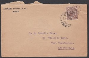 002809/ Gold Coast KG5 Cover 1d Rate to London