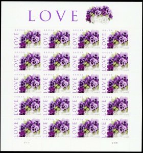 LOVE: Pansies in a Basket Collectible Stamp Sheet of Twenty Scott 4450