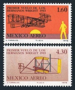 Mexico C590-C591 two sets, MNH. Michel 1617-1618. Wright brother's flyer,1 978.