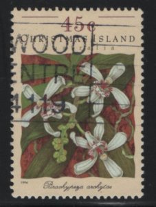 Christmas Island 1994 used Sc 363a 45c Brachypeza archytas Orchids