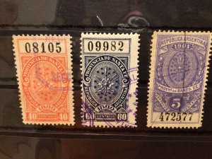 Province of Santa Fe Argentina 1899 - 1901  Revenue stamps Ref 58967