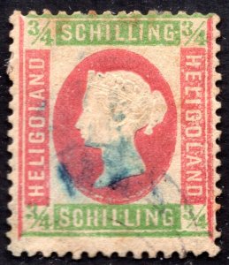 HELIGOLAND 1869 S.G. # 5 & S.G. # 7 QUADRILL PAPER PERF 13 1/2 X 14 1/2 CANCEL