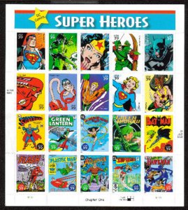 US #4084, Sheet, 39c Super Heroes, S.S.-VF mint never hinged, fresh   STOCK P...