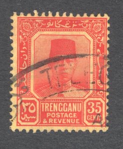 Malaya - Trengganu, Scott #34   VF, Used,  35c red, yellow, ..... 6470027