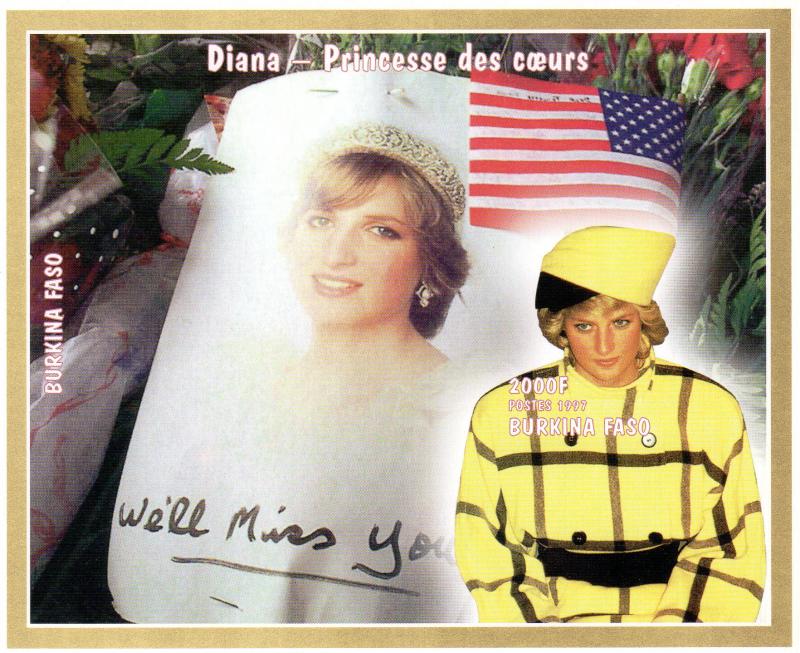 Burkina Faso Diana Princess 1 S/S MNH SC # 1090U Imperforated