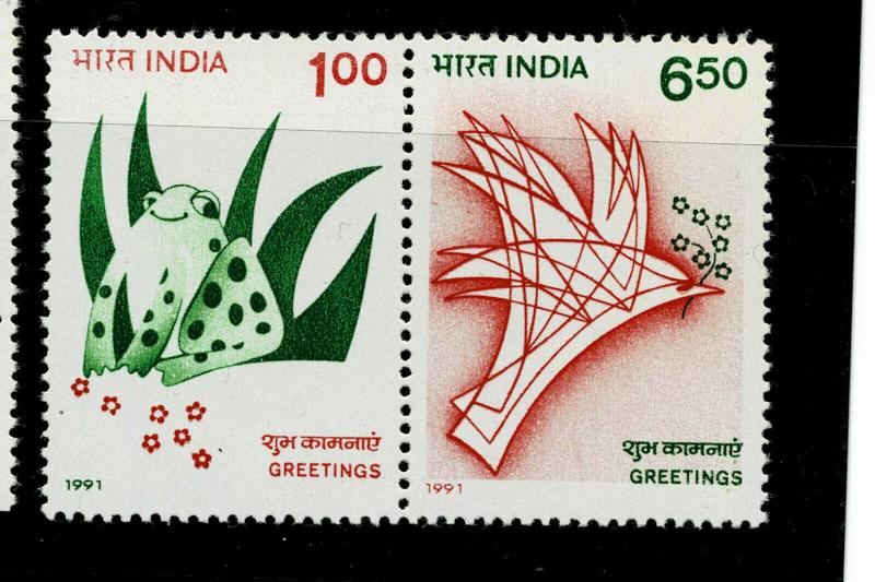  India 1991 Greetings Stamp pair MNH