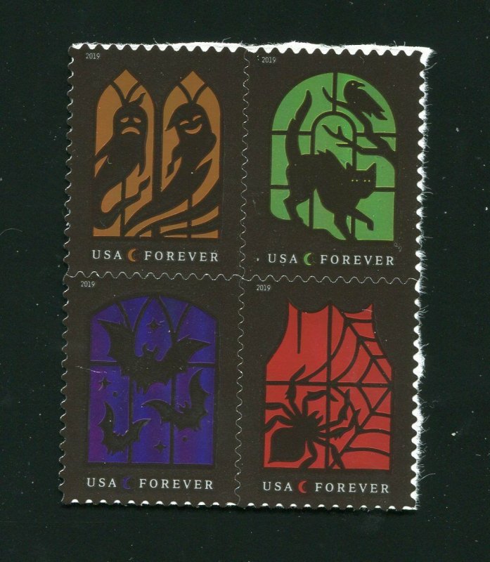 5420 - 5423 5423a Spooky Silhouettes Block of 4 Forever Stamps MNH 2019