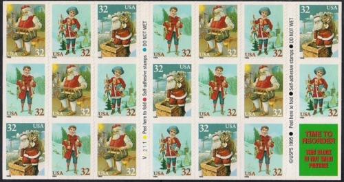 #3011A 32 cents Santa Children, Pane mint OG NH F-VF