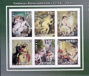 INDIA, JAIPUR - 2017 - Thomas Rowlandson #4 -Imperf 6v Sheet - Mint Never Hinged