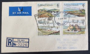 1981 Fox Bay Falkland Island First Day Airmail Cover FDC To Artic Bay Canada