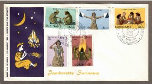 Suriname # B80 - B84 , Girl Scout Jamboree FDC - I Combine S/H