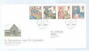 Great Britain 1730-1733 1997 St. Augustion & St. Columbia Missions (Set of 4) on an Addressed, Typed, Cacheted FDC