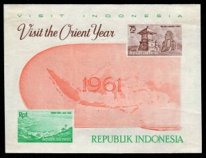 Indonesia - Set of 4 Mint Souvenir Sheets 1961 (Tourism)