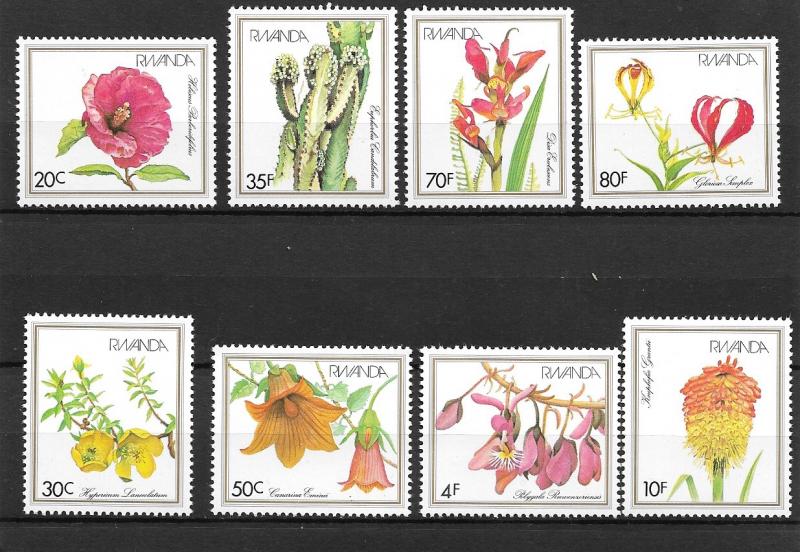 RWANDA MNH SET SC#1083-1090 FLOWERS SCV$8.40 NICE SET