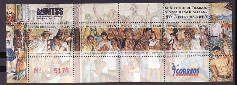 Costa Rica-Sc#622-unused NH sheet-Ministry of Labour & Social Security-2008-