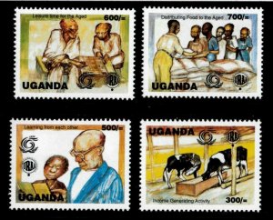 Uganda 1999 - YEAR OF THE ELDERLY - Set of 4 Stamps (Scott #1599-02) - MNH