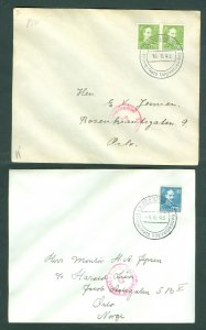 Denmark. 1942-3. 2 FDC. Post Denmark Censor. 2 X 15 Ore+ 40 Ore King.Adr: Norway