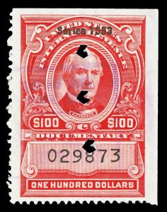 Scott R648 1953 $100.00 Dated Red Documentary Revenue Used VF